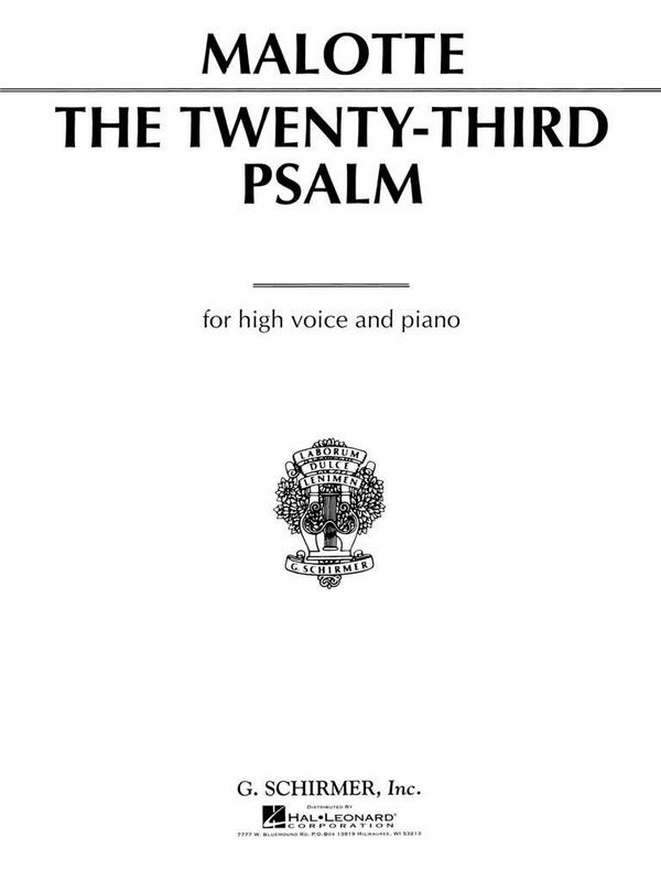 Albert Hay Malotte, 23rd Psalm  High Voice and Piano  Buch