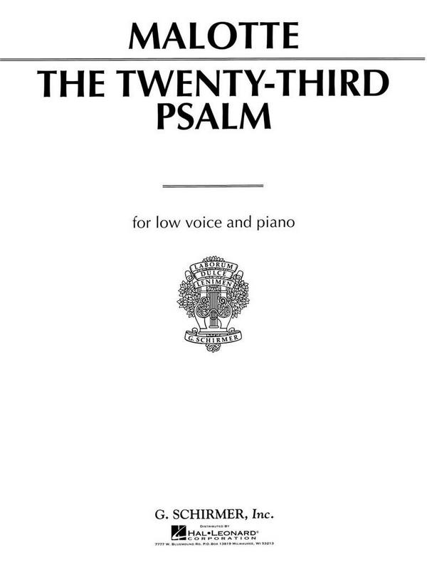 Albert Hay Malotte, 23rd Psalm  Low Voice and Piano  Buch