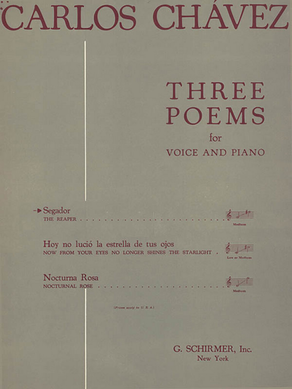 Carlos Chàvez, Reaper Segador Md&nbsp;&nbsp;Vocal and Piano&nbsp;&nbsp;Buch