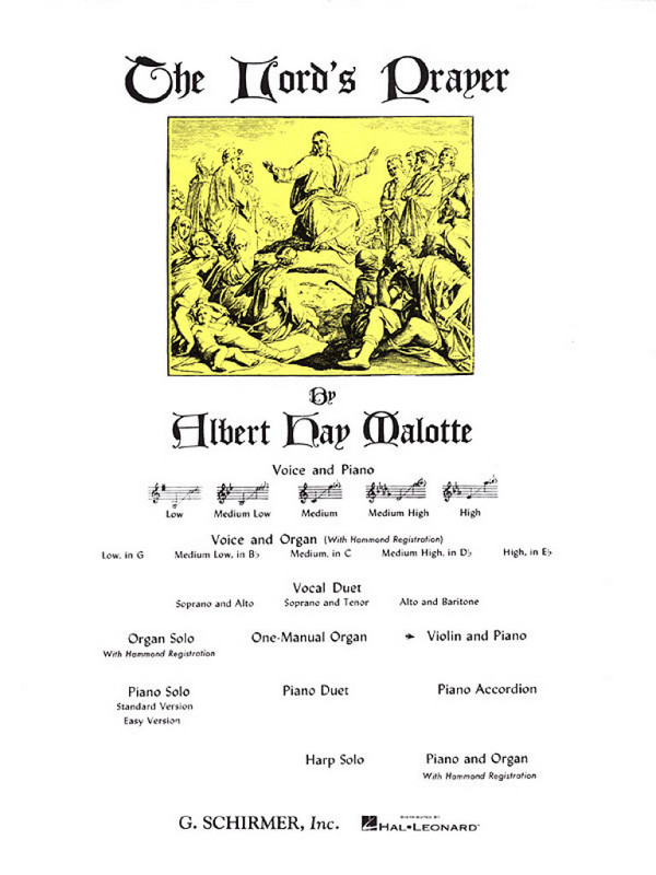 Albert Hay Malotte, The Lord's Prayer  Violine und Klavier  Buch