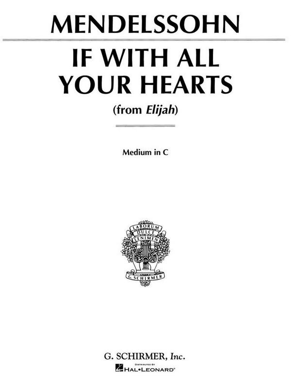 Felix Mendelssohn Bartholdy, If With All Your Hearts&nbsp;&nbsp;Medium Voice and Piano&nbsp;&nbsp;Buch