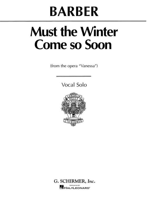 Must Winter Come So Soon  for vocal solo and piano   