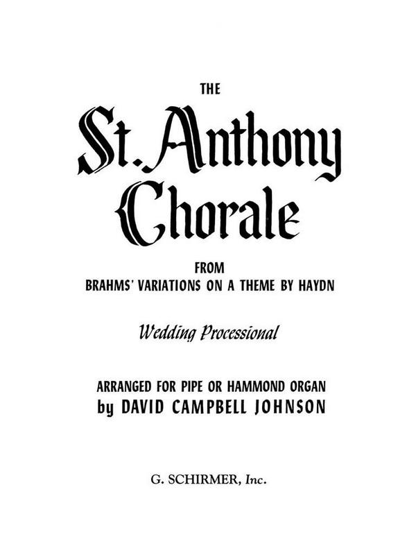 Johannes Brahms, St. Anthony Chorale&nbsp;&nbsp;Orgel&nbsp;&nbsp;Buch