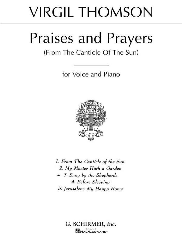 Virgil Thomson, Sung by the Shepherds (from Praises and Prayers)&nbsp;&nbsp;Vocal and Piano&nbsp;&nbsp;Buch