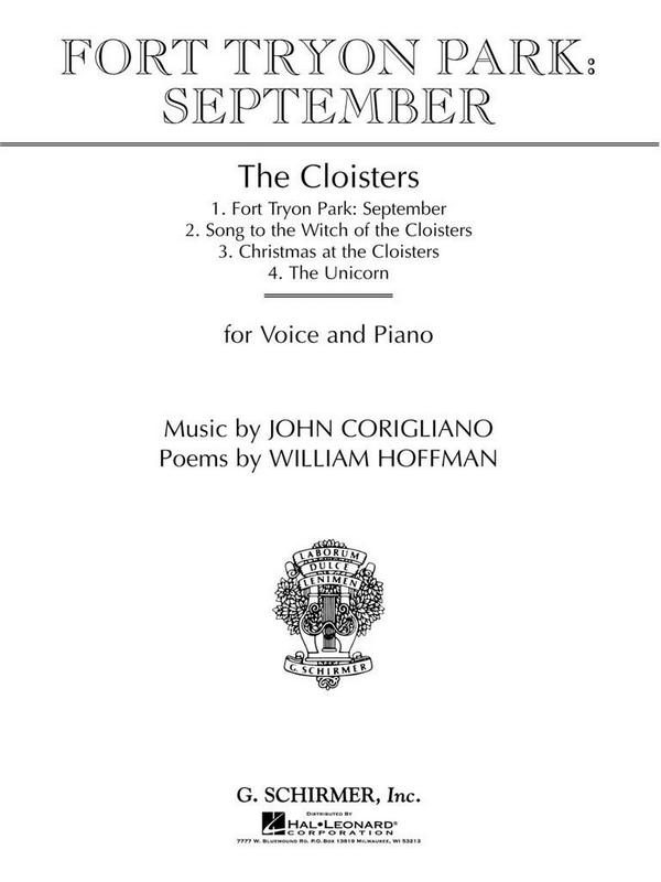 John Corigliano, Fort Tryon Park&nbsp;&nbsp;Vocal and Piano&nbsp;&nbsp;Buch