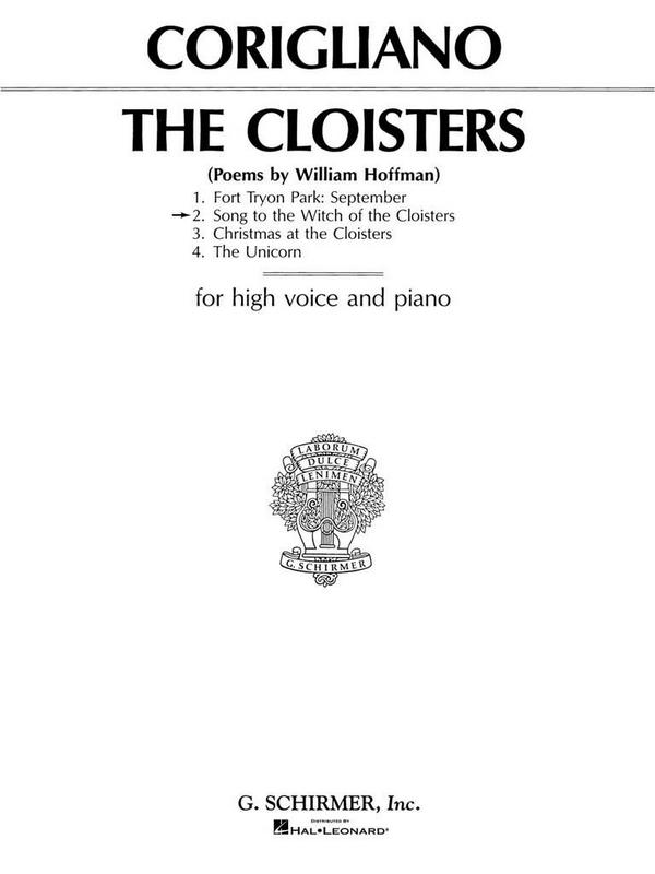 John Corigliano, Song To The Witch Of The Cloisters&nbsp;&nbsp;Vocal and Piano&nbsp;&nbsp;Buch
