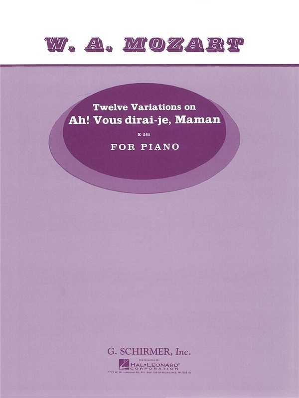 Wolfgang Amadeus Mozart, 12 Variations On 'Ah Vous Dirai-Je Maman' K.2&nbsp;&nbsp;Klavier&nbsp;&nbsp;Buch