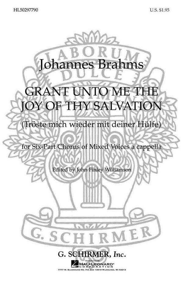 Johannes Brahms, Grant Unto Me The Joy Of Thy Salvation&nbsp;&nbsp;SATBB a Cappella&nbsp;&nbsp;Chorpartitur