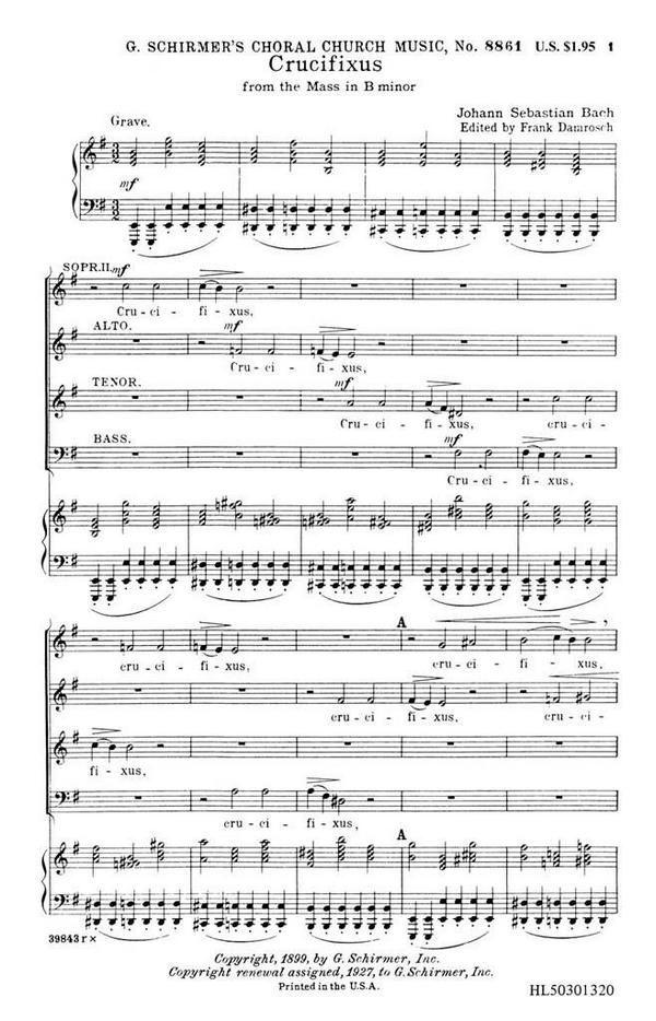 Johann Sebastian Bach, Crucifixus&nbsp;&nbsp;SATB&nbsp;&nbsp;Chorpartitur