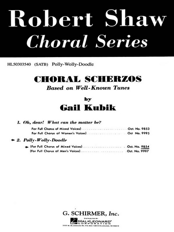 Traditional, Polly Wolly Doodle&nbsp;&nbsp;SATB&nbsp;&nbsp;Chorpartitur