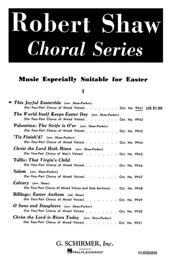 Traditional, This Joyful Eastertide&nbsp;&nbsp;SATB a Cappella&nbsp;&nbsp;Chorpartitur
