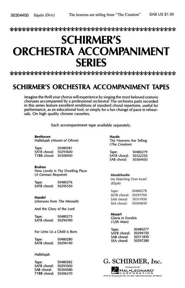 Franz Joseph Haydn, Heavens Are Telling From The Creation&nbsp;&nbsp;SAB and Piano&nbsp;&nbsp;Chorpartitur