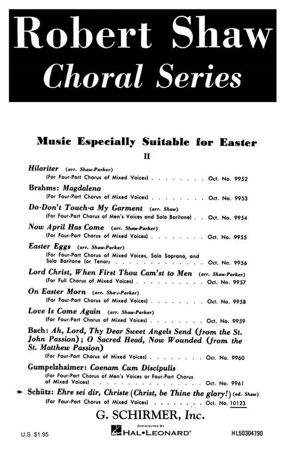 Christ Be Thine The Glory - Ehre Sei Dir Christe&nbsp;&nbsp;SATB&nbsp;&nbsp;Chorpartitur