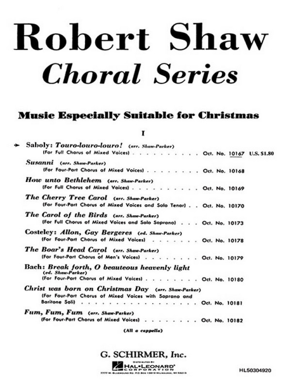 N Saboly, Touro Louro Louro&nbsp;&nbsp;SATB a Cappella&nbsp;&nbsp;Chorpartitur