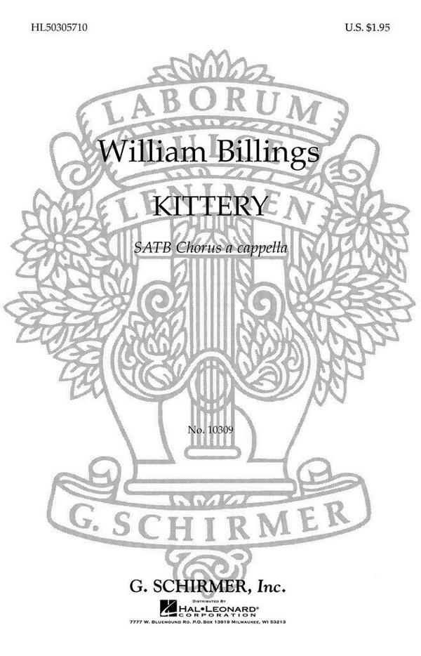William Billings, Kittery&nbsp;&nbsp;SATB a Cappella&nbsp;&nbsp;Chorpartitur