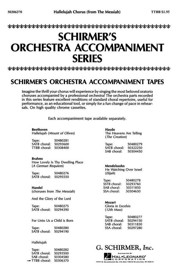 Georg Friedrich Händel, Hallelujah Chorus&nbsp;&nbsp;TTBB with Piano&nbsp;&nbsp;Chorpartitur
