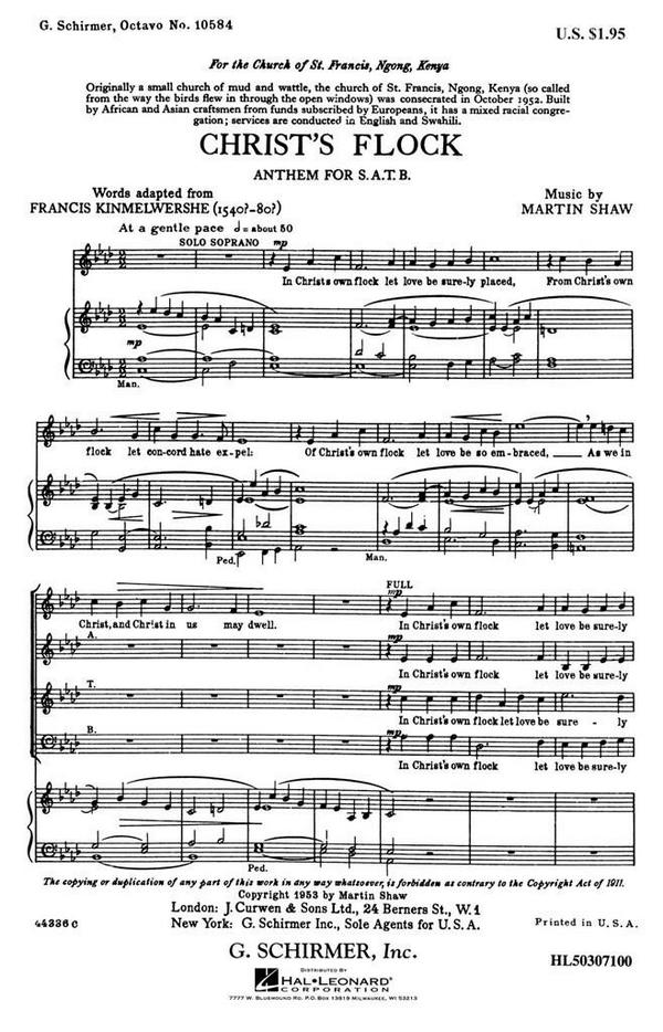 M. Shaw, Christ's Flock&nbsp;&nbsp;SATB&nbsp;&nbsp;Chorpartitur