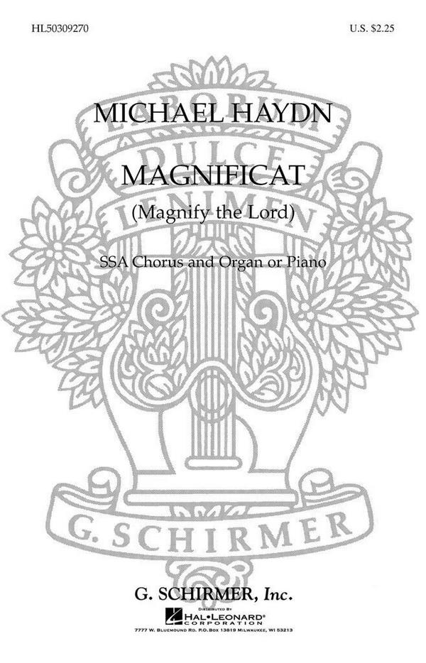 Johann Michael Haydn, Magnificat (Magnify the Lord)&nbsp;&nbsp;SSA with Organ or Piano&nbsp;&nbsp;Chorpartitur