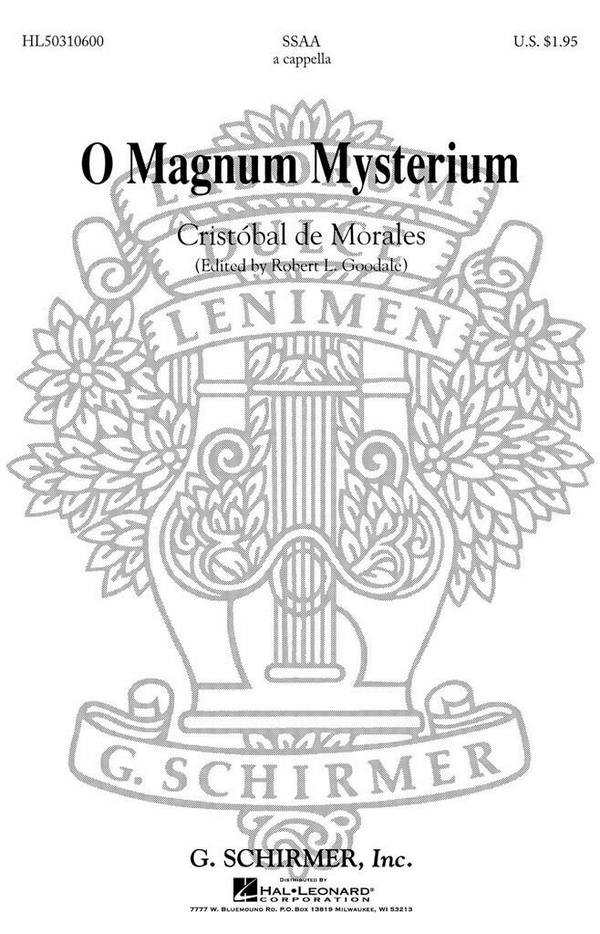 C Morales, O Magnum Mysterium - O Great Mystery&nbsp;&nbsp;SSAA a Cappella&nbsp;&nbsp;Chorpartitur