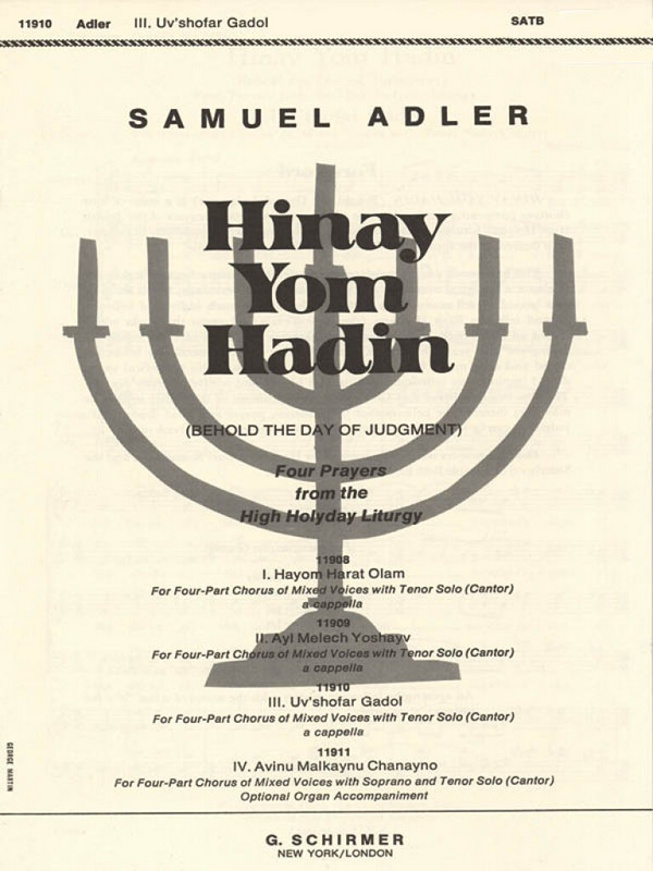 Samuel Adler, Uv'shofar Gadol - SATB&nbsp;&nbsp;Solo Tenor Voice, SATB a Cappella&nbsp;&nbsp;Chorpartitur