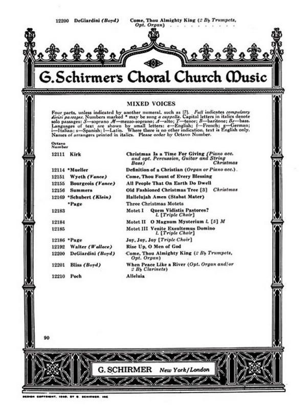 Felice de Giardini, Come Thou Almighty King&nbsp;&nbsp;SATB with organ and 2 trumpets&nbsp;&nbsp;Chorpartitur