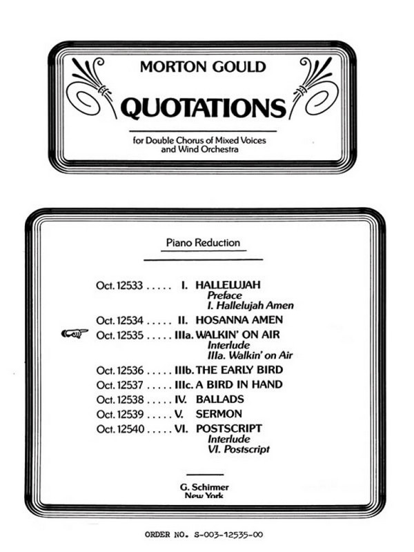 M Gould, Walkin On Air From Quotations&nbsp;&nbsp;SSAATTBB&nbsp;&nbsp;Chorpartitur