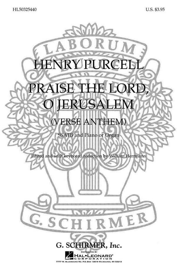 Henry Purcell, Praise The Lord, O Jerusalem&nbsp;&nbsp;SSATB&nbsp;&nbsp;Chorpartitur