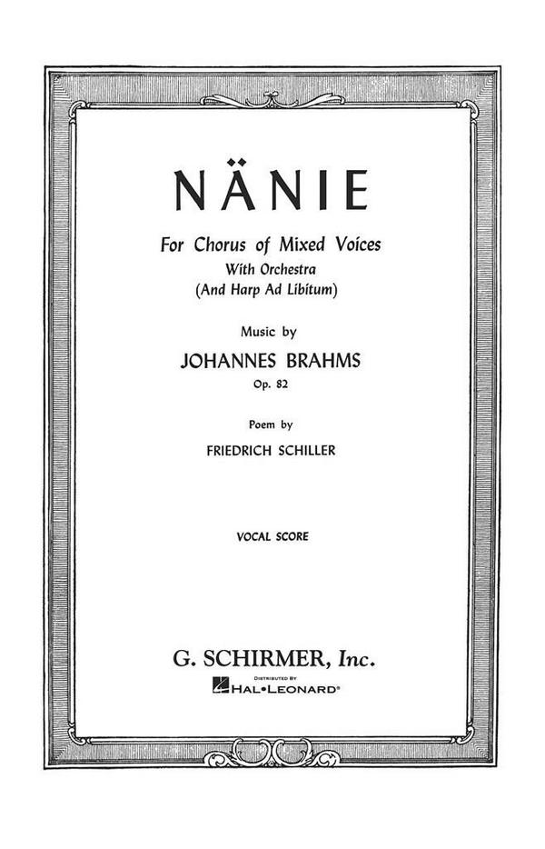 Johannes Brahms, Nanie Op.82&nbsp;&nbsp;SATB&nbsp;&nbsp;Chorpartitur