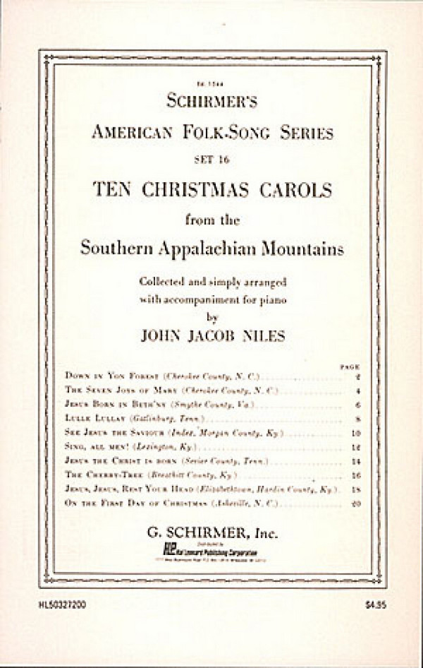 John Jacob Niles, 10 Christmas Carols&nbsp;&nbsp;Klavier&nbsp;&nbsp;Buch