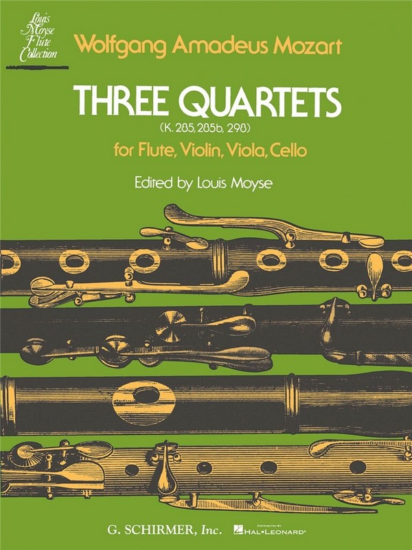 Wolfgang Amadeus Mozart, 3 Quartets (K.285, K.285b and K.298)&nbsp;&nbsp;Flute, Violin, Viola and Cello&nbsp;&nbsp;Partitur + Stimmen