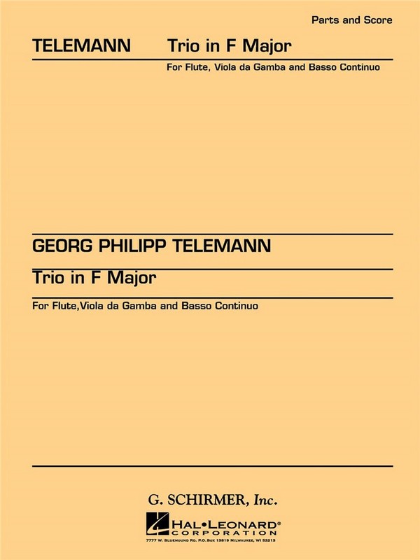Georg Philipp Telemann, Trio in F&nbsp;&nbsp;Flute, Viola de Gamba and B.C.&nbsp;&nbsp;Partitur + Stimmen