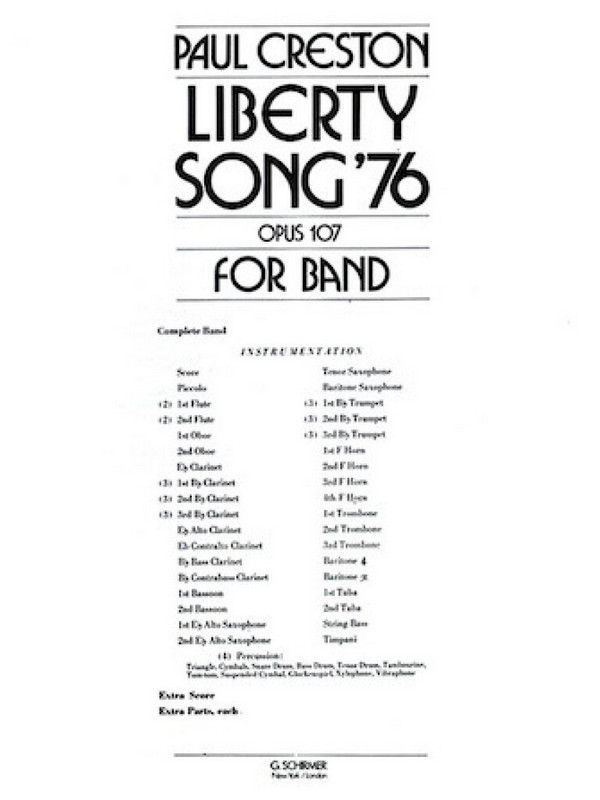 Paul Creston, Liberty Song&nbsp;&nbsp;Concert Band&nbsp;&nbsp;Partitur + Stimmen