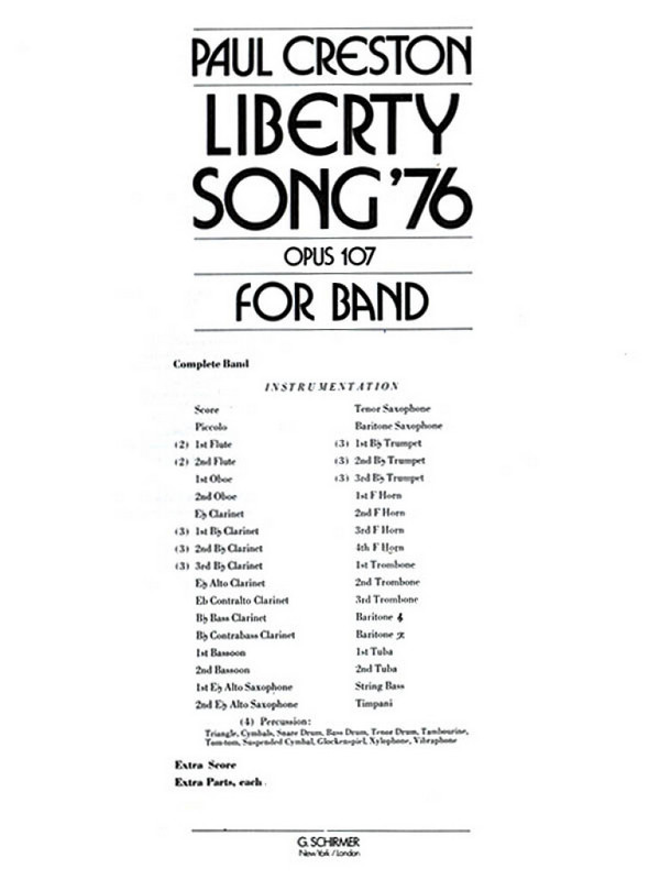 Paul Creston, Liberty Song&nbsp;&nbsp;Concert Band&nbsp;&nbsp;Partitur