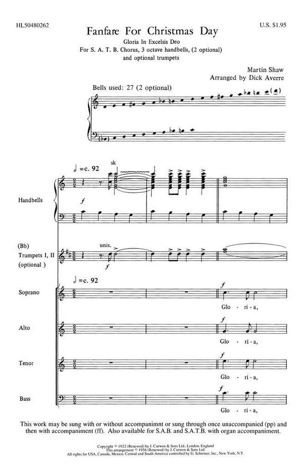 Martin Shaw, Fanfare For Christmas Dy&nbsp;&nbsp;SATB&nbsp;&nbsp;Chorpartitur
