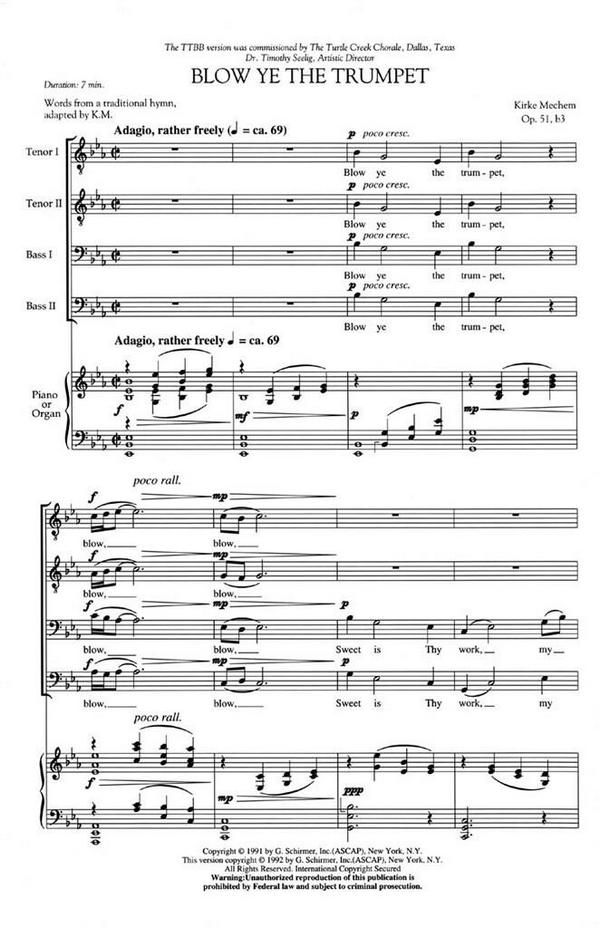 Kirke Mechem, Blow Ye the Trumpet&nbsp;&nbsp;TTBB&nbsp;&nbsp;Chorpartitur