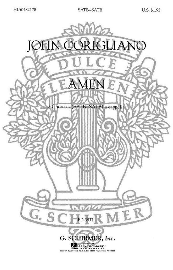 John Corigliano, Amen&nbsp;&nbsp;SSAATTBB a Cappella&nbsp;&nbsp;Chorpartitur