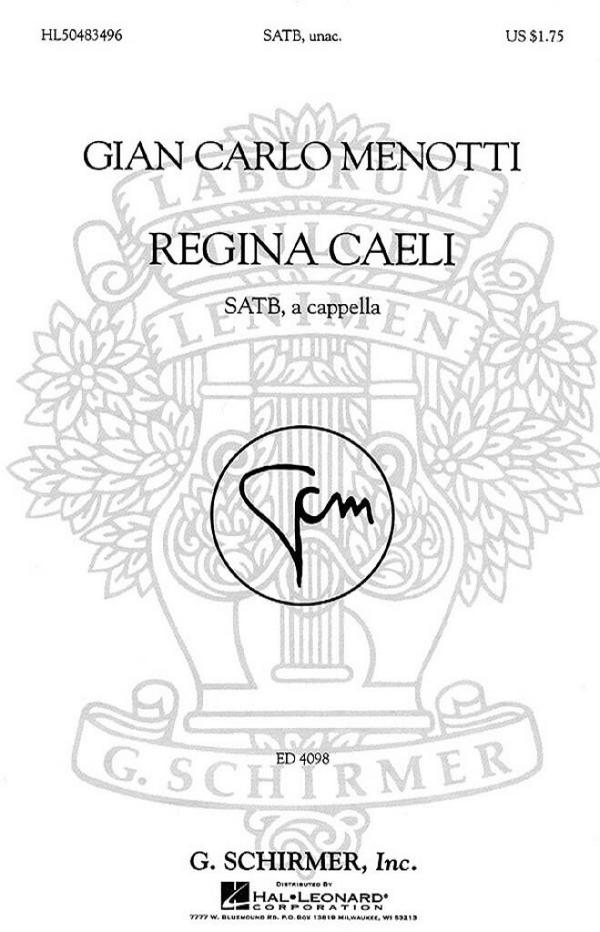 Gian Carlo Menotti, Regina Caeli&nbsp;&nbsp;SSAATTBB a Cappella&nbsp;&nbsp;Chorpartitur