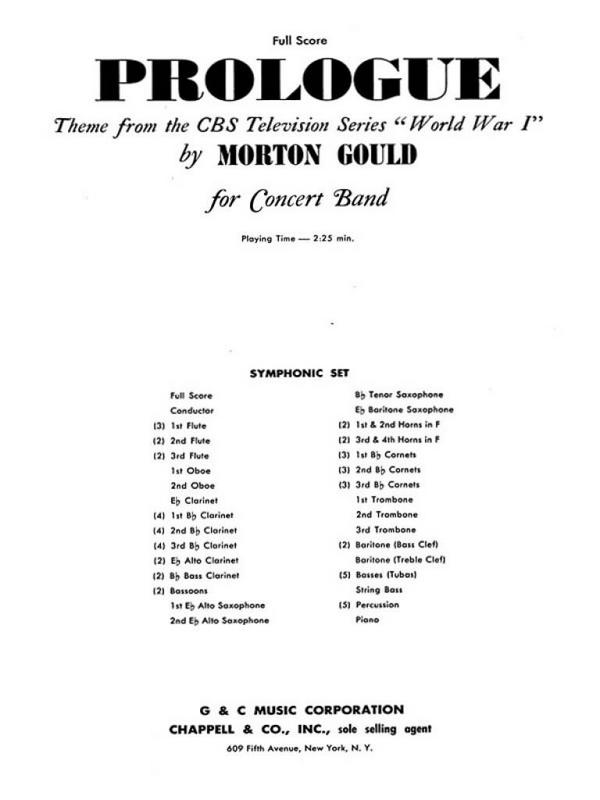 Morton Gould, Prologue (from CBS TV Production World War I)&nbsp;&nbsp;Concert Band&nbsp;&nbsp;Partitur