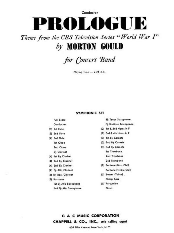 Morton Gould, Prologue (from CBS TV Production World War I)&nbsp;&nbsp;Concert Band&nbsp;&nbsp;Partitur