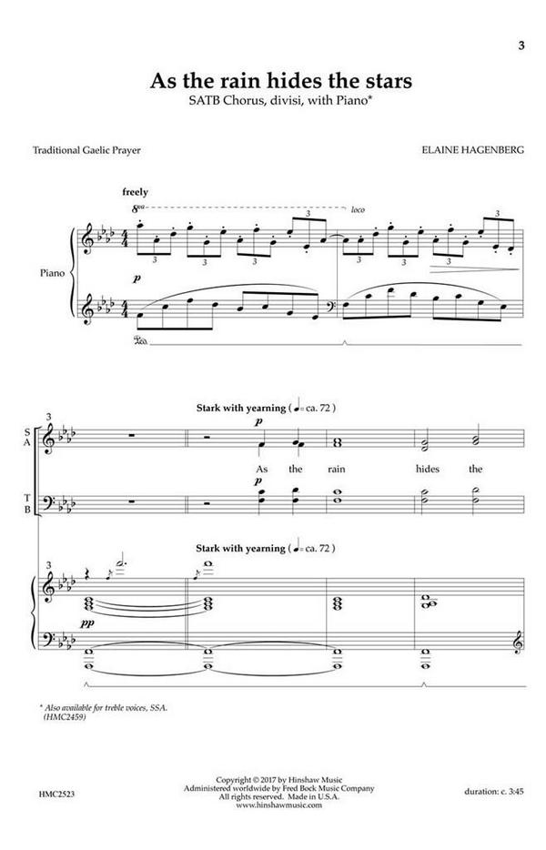 Elaine Hagenberg, As the Rain Hides the Stars&nbsp;&nbsp;SATB&nbsp;&nbsp;Chorpartitur