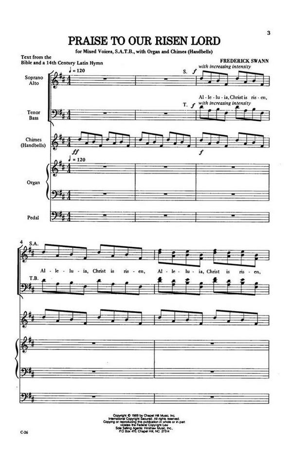 Frederick Swann, Praise To Our Risen Lord&nbsp;&nbsp;SATB, Organ and Handbells&nbsp;&nbsp;Chorpartitur
