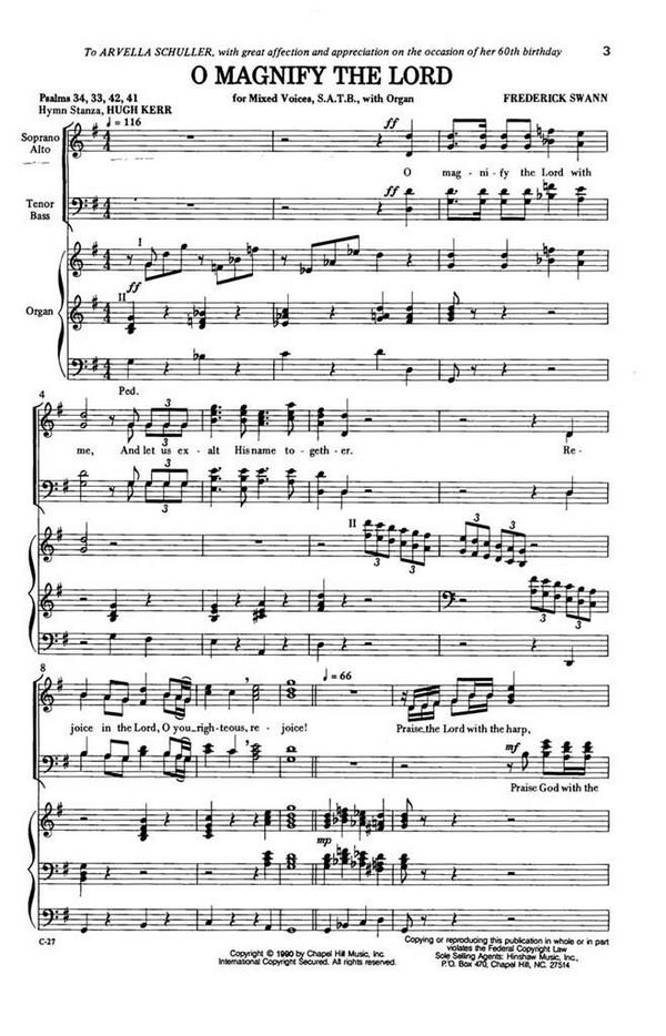O Magnify The Lord&nbsp;&nbsp;SATB and Organ&nbsp;&nbsp;Chorpartitur