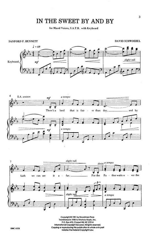 David Schwoebel, In The Sweet By And By&nbsp;&nbsp;SATB and Keyboard&nbsp;&nbsp;Chorpartitur