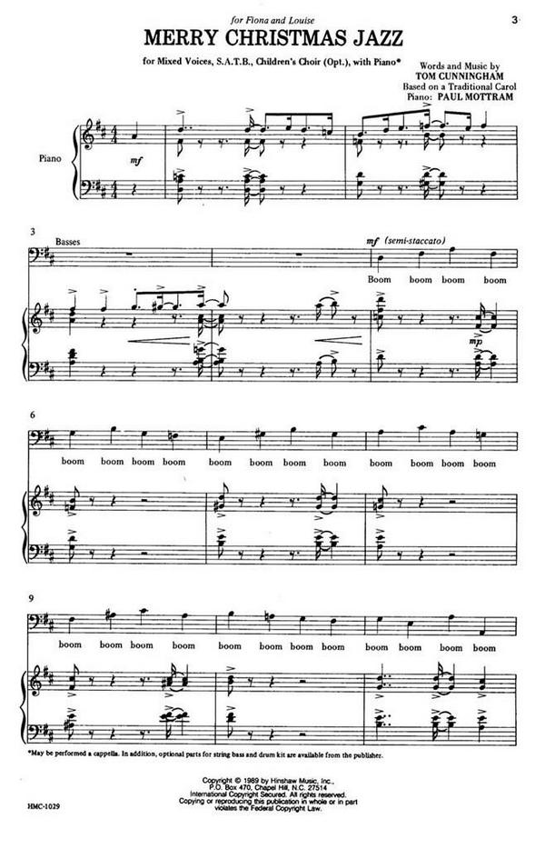 Thomas Cunningham, Merry Christmas Jazz&nbsp;&nbsp;SATB, Optional Children's Voices, Piano&nbsp;&nbsp;Chorpartitur