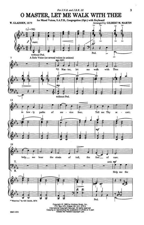 O Master, Let Me Walk With Thee&nbsp;&nbsp;SATB and Keyboard&nbsp;&nbsp;Chorpartitur