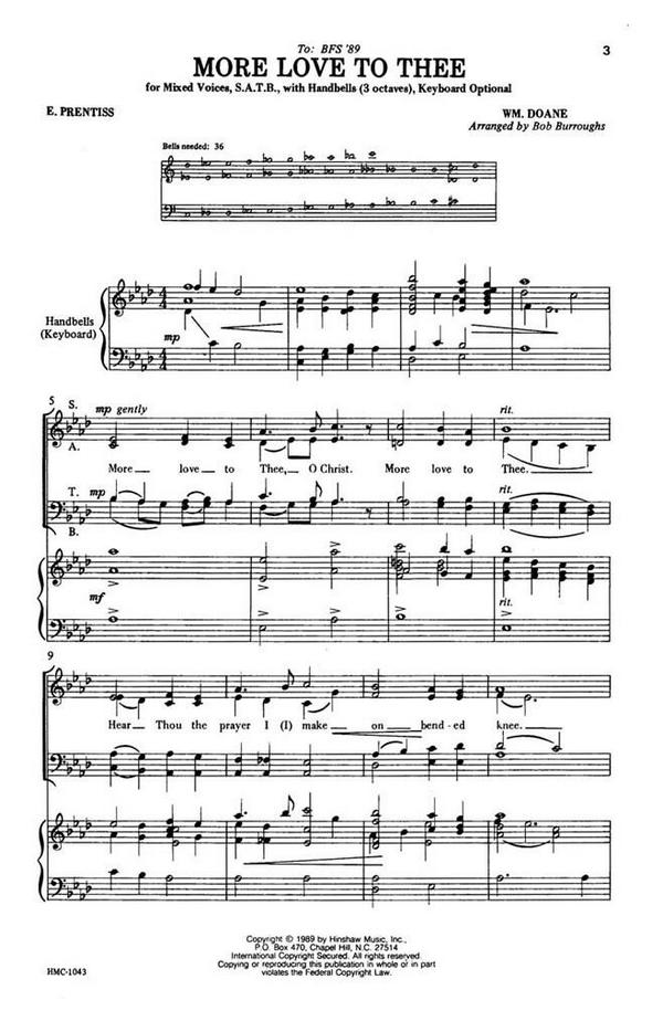 William Howard Doane, More Love To Thee&nbsp;&nbsp;SATB, Handbells, Keyboard Optional&nbsp;&nbsp;Chorpartitur