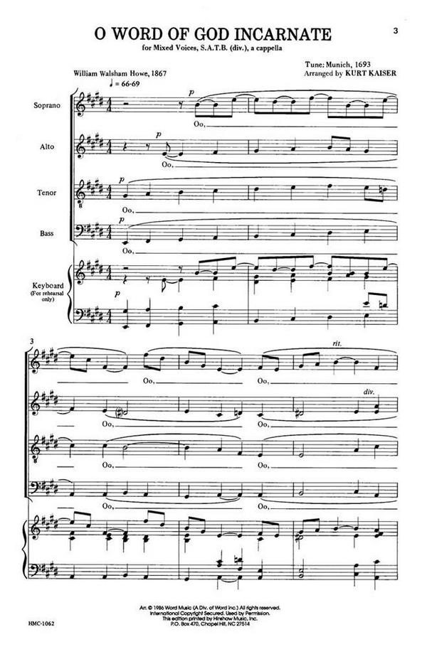 O Word Of God Incarnate&nbsp;&nbsp;SATB Divisi a Cappella&nbsp;&nbsp;Chorpartitur