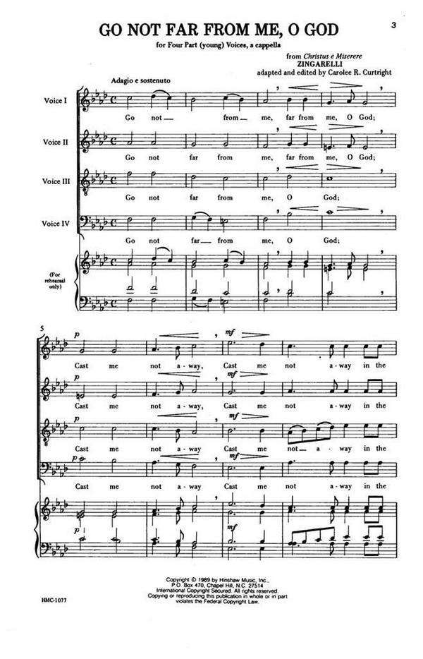 Go Not Far From Me, O God&nbsp;&nbsp;4-Part [Young Voices], a Cappella&nbsp;&nbsp;Chorpartitur