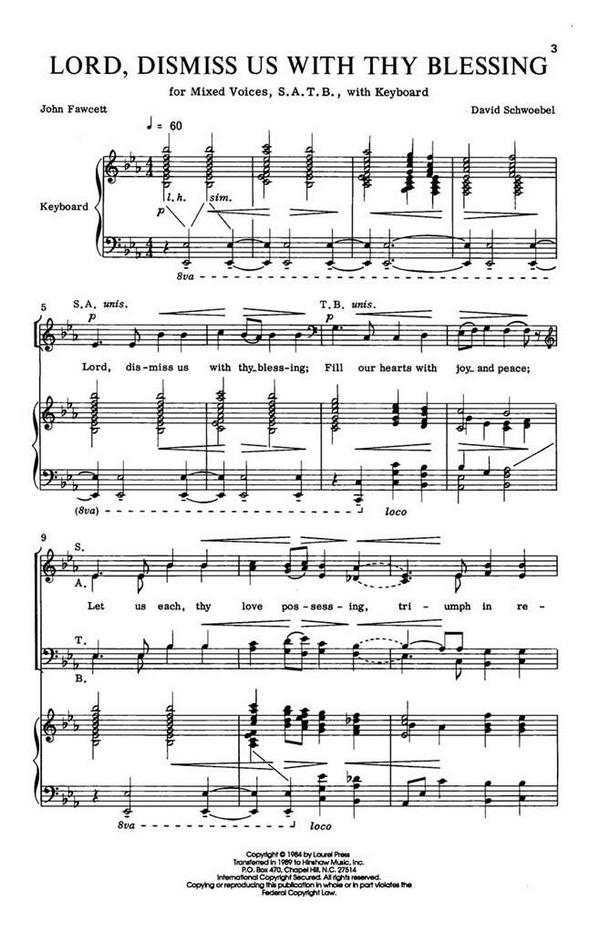 David Schwoebel, Lord, Dismiss Us With Thy Blessing&nbsp;&nbsp;SATB and Keyboard&nbsp;&nbsp;Chorpartitur