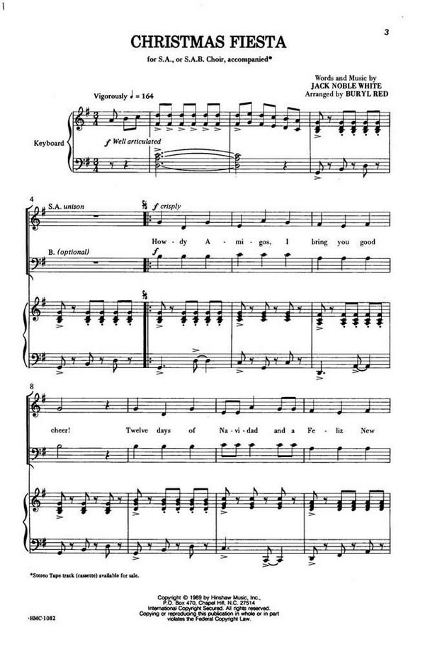 Jack White, Christmas Fiesta&nbsp;&nbsp;SA or SAB, Keyboard&nbsp;&nbsp;Chorpartitur